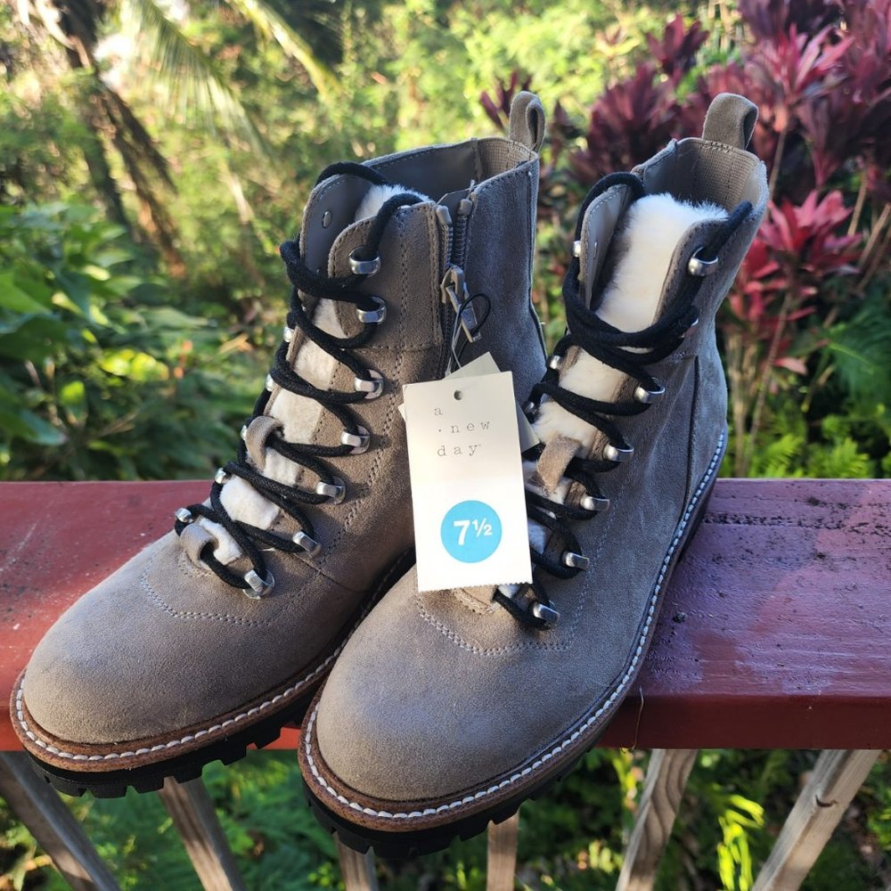 COPY - A New Day Leighton Sherpa Tongue Hiking Boots Taupe 7.5
